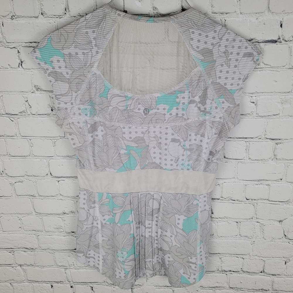 LULULEMON | floral polkadot cap sleeve sheer workout athletic top - Picture 5 of 6